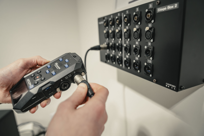 AV equipment being set up